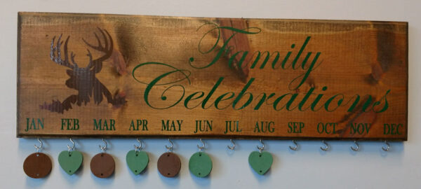 Family Celebration Board Green Text Brown Design