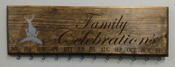 Family Celebration Board Brown Text Silver Design