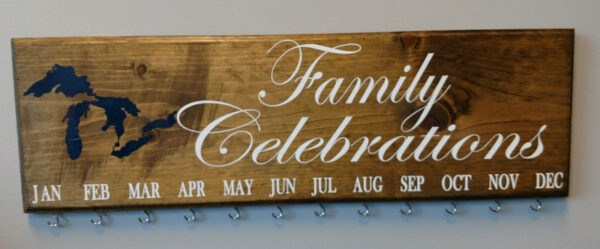 Family Celebration Board White Text Dark Blue Design