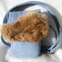 Denim Rabbit Fur Purse