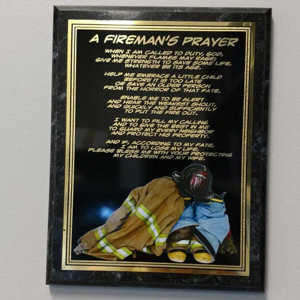 A Fireman's Prayer Engraved Plaque
