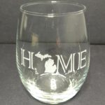 Engraved Stemless Wine Glass Michigan Home