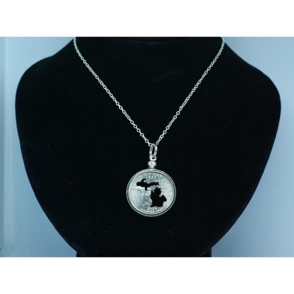 Michigan Silhouette Quarter Necklace on bust