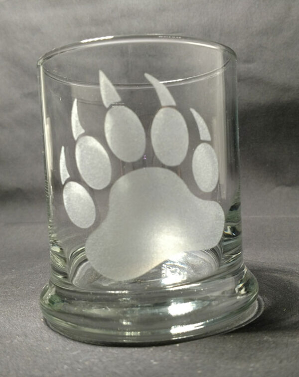 Engraved Rock Glass Bear Paw Print