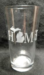 Engraved Michigan Pint Glass HOME Michigan