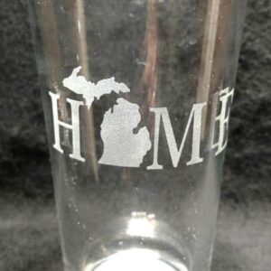 Engraved Michigan Pint Glass HOME Michigan