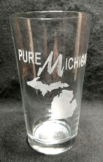 Engraved Michigan Pint Glass Pure Michigan