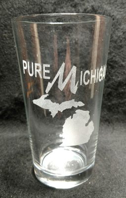 Engraved Michigan Pint Glass Pure Michigan