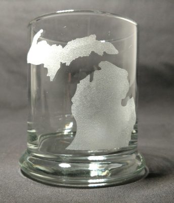 Michigan Map Michigan Theme Rocks Glass
