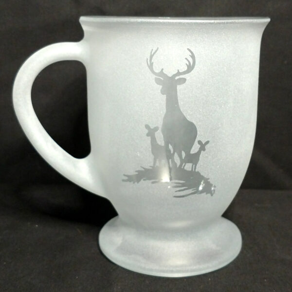 Engraved Coffee Mug Buck and Two Does