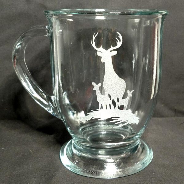 Engraved Coffee Mug Buck and Two Does