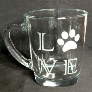 Engraved Coffee Mug LOVE Paw Print