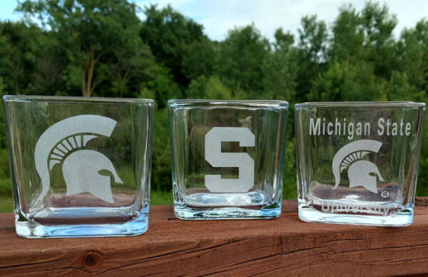 Engraved MSU Spartan Candle Holder Personalize
