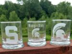 Engraved Spartan MSU Rocks Glass