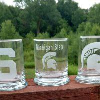 Engraved Spartan MSU Rocks Glass