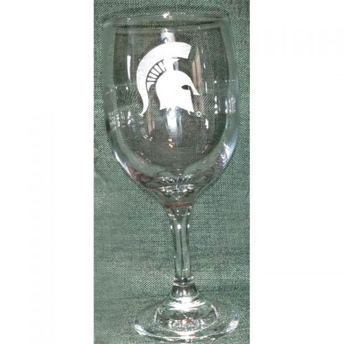 Engraved MSU Sparty Wine Glass