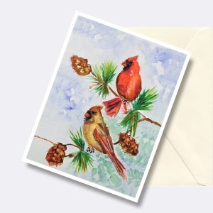 Cardinal Pair Greeting Card Birds Nature Art Cards2