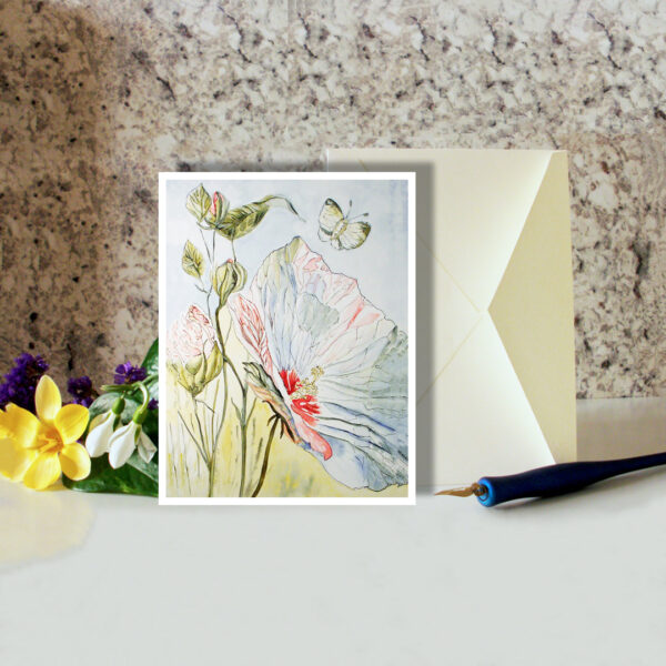 Summer Hibiscus Greeting Card Floral Nature Art