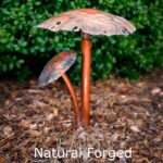 Two Mushroom Caps Copper LED Landscape Light Natural Forged