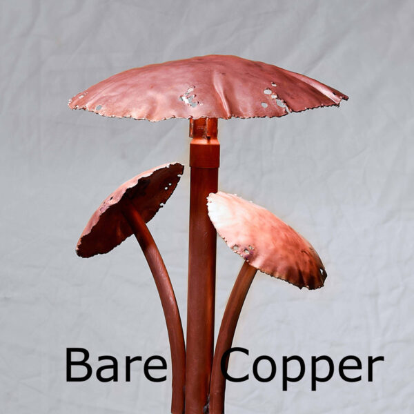 Three Mushroom Caps Copper LED Landscape Light Bare Copper