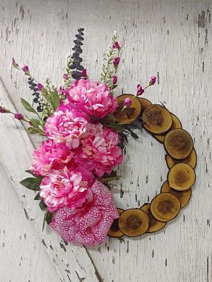 Wood Slice Pink Power Wreath
