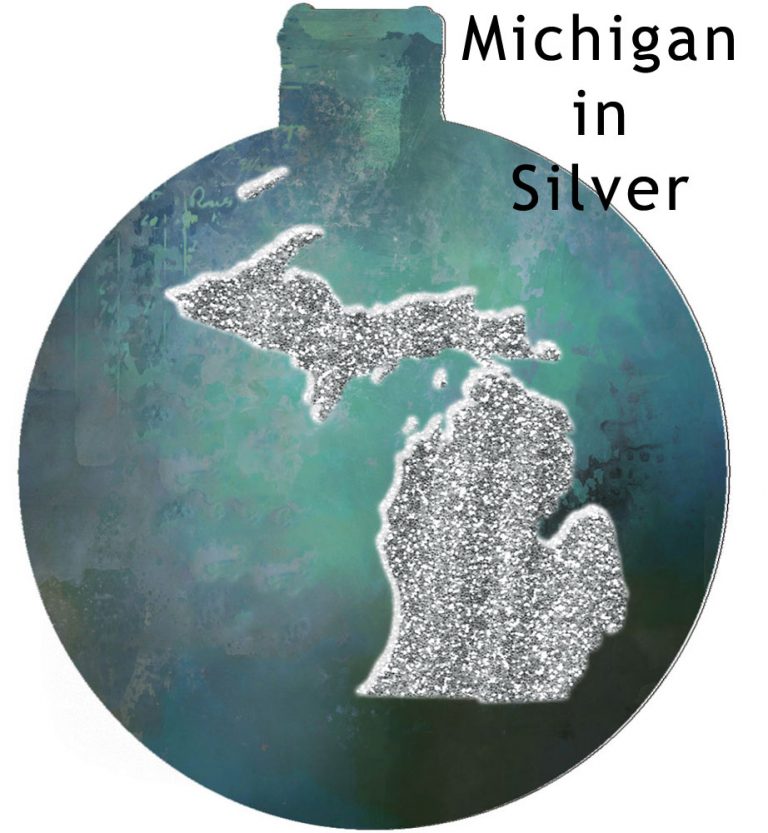 Metal Michigan Ornament - Michigan in Silver