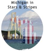 Metal Michigan Ornament - Michigan Stars and Stripes