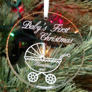 Personalized Baby Buggy Ornament Baby's First Christmas