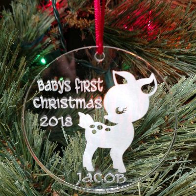 Personalized Baby Deer Ornament Baby's First Christmas