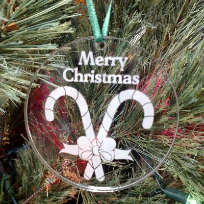 Personalized Whimsical Candy Cane Ornament Custom Engraved