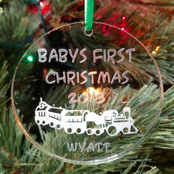 Personalized Choo Choo Train Ornament Baby's First Christmas