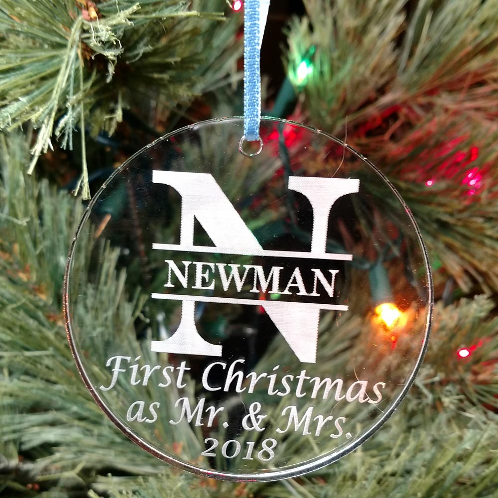 Ceramic Mr and Mrs Ornament --60026-OR83-601 Personalized First Christmas Ornament Custom Newlywed Ornament Family Name Snowman Ornament