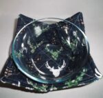 Navy Green Deer Microwave Bowl Holder Cozy Hot Pad