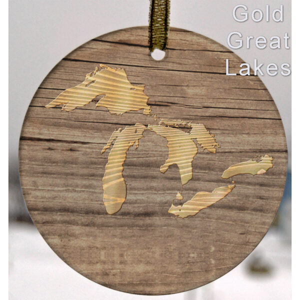 Glass Michigan Suncatcher Ornament Gold Great Lakes