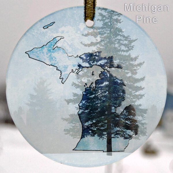 Glass Michigan Suncatcher Ornament Michigan Pine