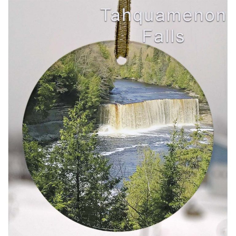 Michigan Waterfalls Glass Suncatcher Ornament Tahquamenon Falls