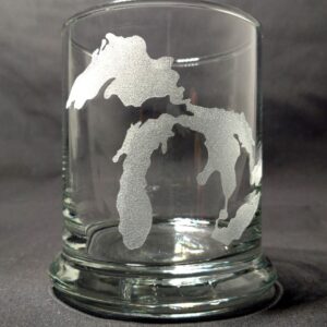 Engraved Great Lakes Michigan Rocks Glass Personalize