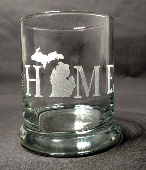 Engraved Michigan HOME Rocks Glass Personalize