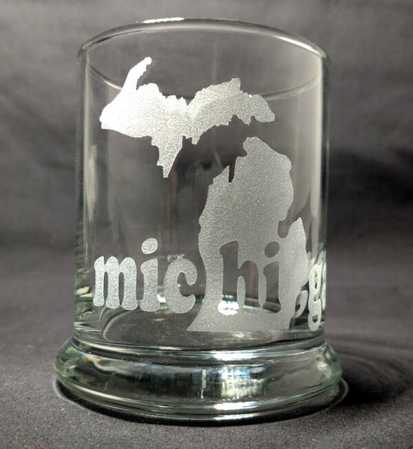 Engraved Michigan Hi Rocks Glass Personalize
