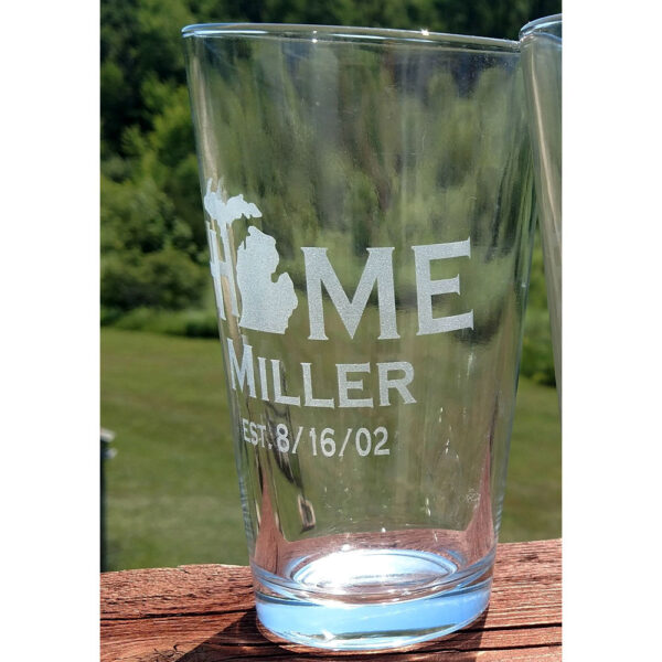 Personalized Michigan HOME Pint Glass
