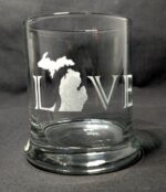 Engraved Michigan LOVE Rocks Glass Personalize