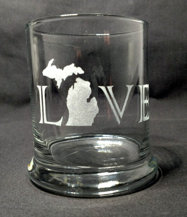Engraved Michigan LOVE Rocks Glass Personalize