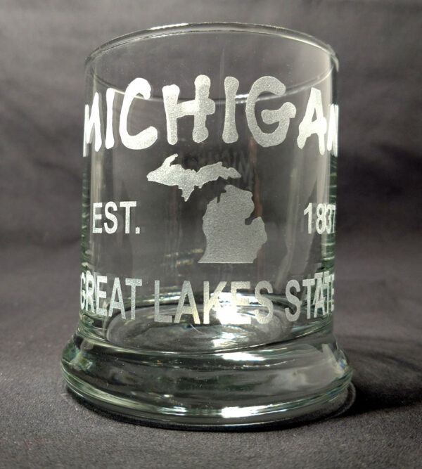 Engraved Michigan Est Great Lakes State Rocks Glass Personalize