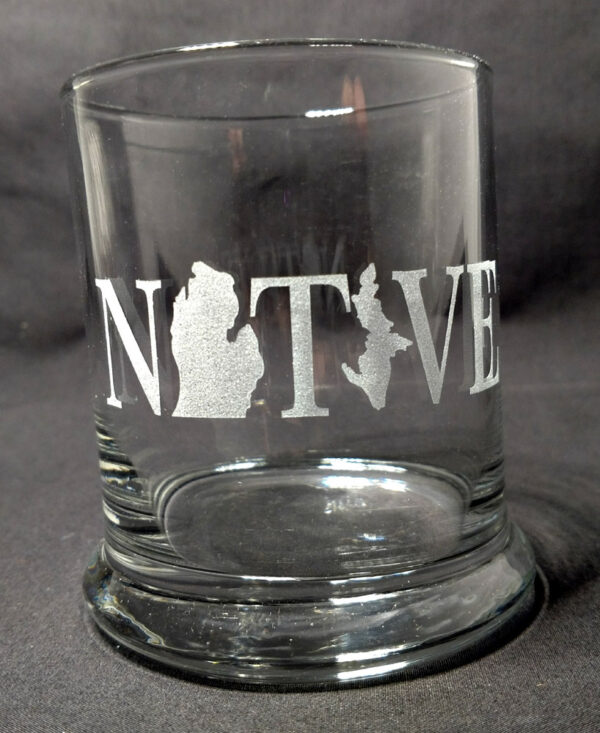 Engraved Michigan Native Rocks Glass Personalize