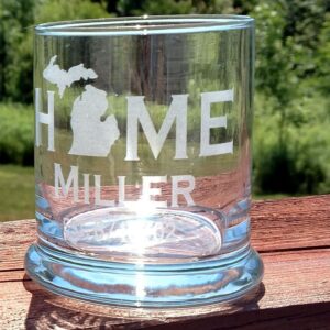 Personalized Michigan HOME Rocks Glass