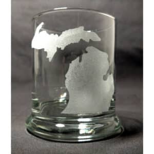 Engraved State of Michigan Rocks Glass Personalize