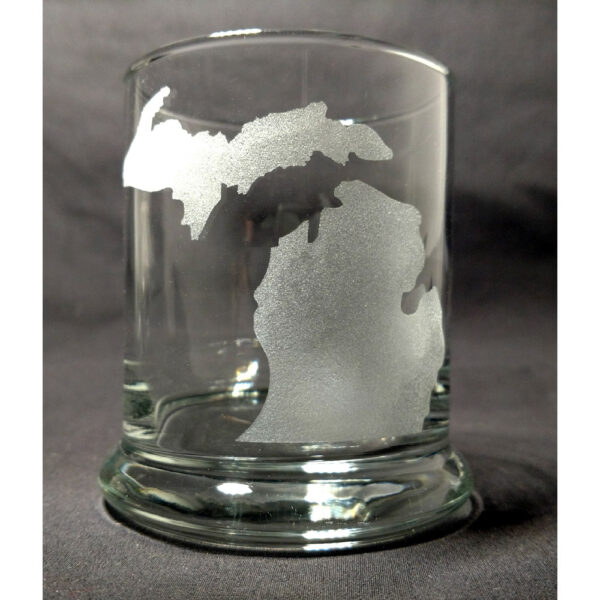 Engraved State of Michigan Rocks Glass Personalize
