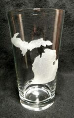 Engraved Michigan Pint Glass Michigan Map