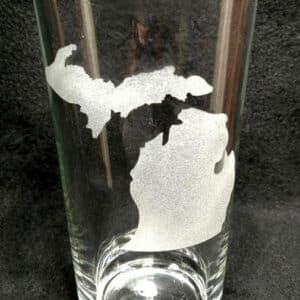 Engraved Michigan Pint Glass Michigan Map