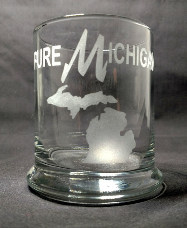 Engraved Pure Michigan Rocks Glass Personalize